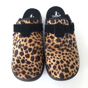 NWT Corkys Slip-On Slides Clogs Mule Slipper Shoe Fleece Animal Print Cheetah L…